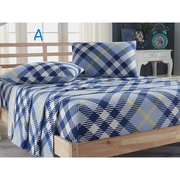 New Flannel Collection-100% Cotton Bed Sheet Set, 2 Sides Brushed for Extra Comf - Picture 5 of 9